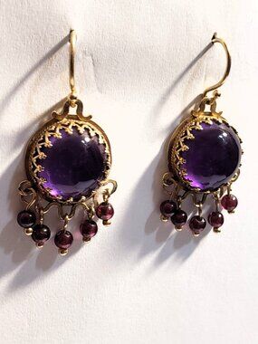 Amethyst & Garnet 14K Earrings (6g) | NWOT